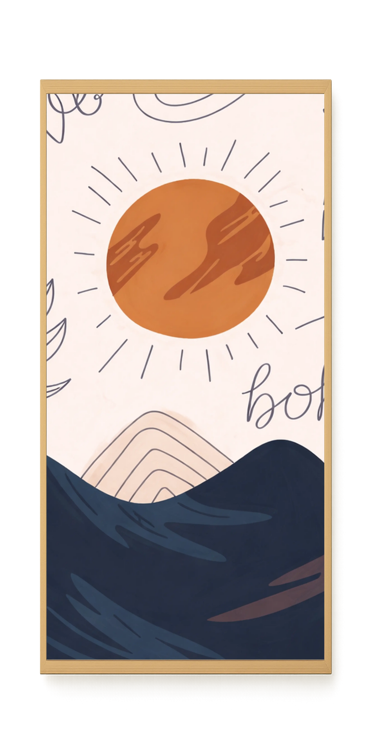 Minimal sun over mountains illustration Canvas Print