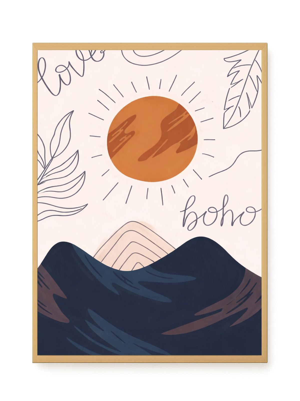 Minimal sun over mountains illustration Canvas Print