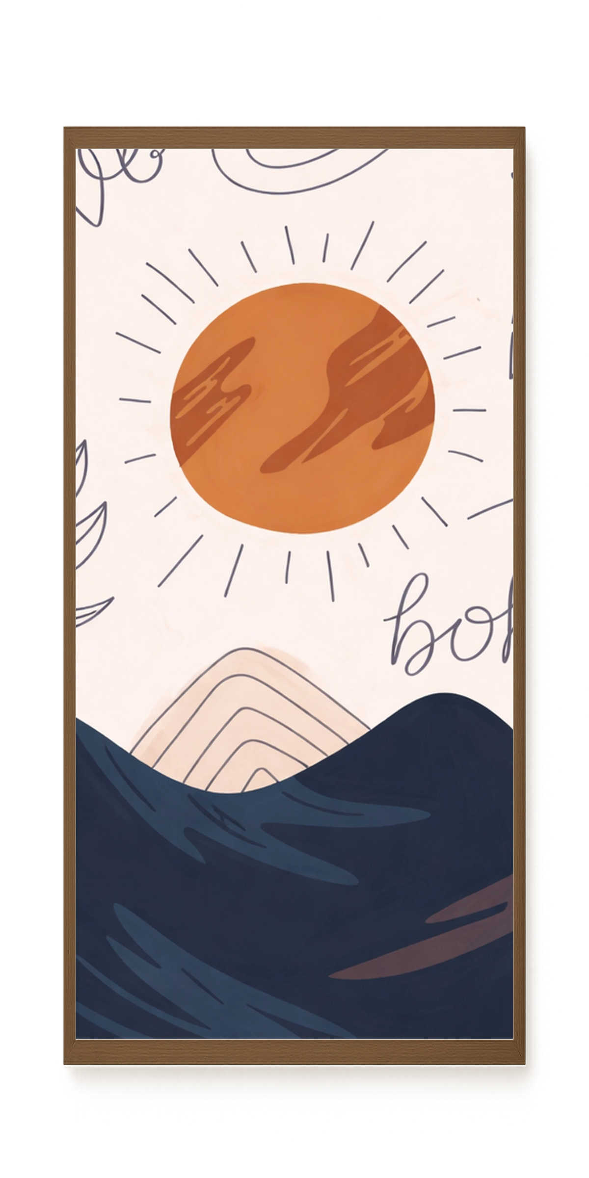 Minimal sun over mountains illustration Canvas Print