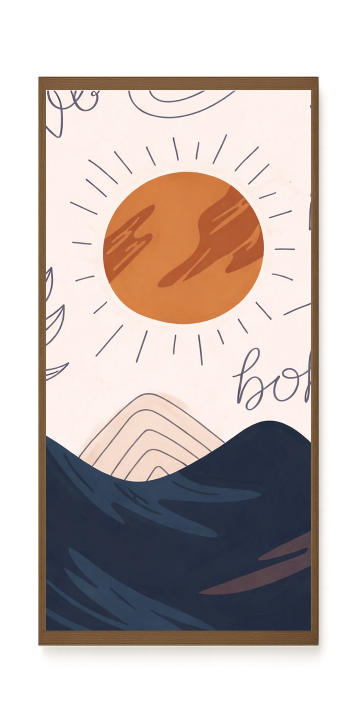 Minimal sun over mountains illustration Canvas Print