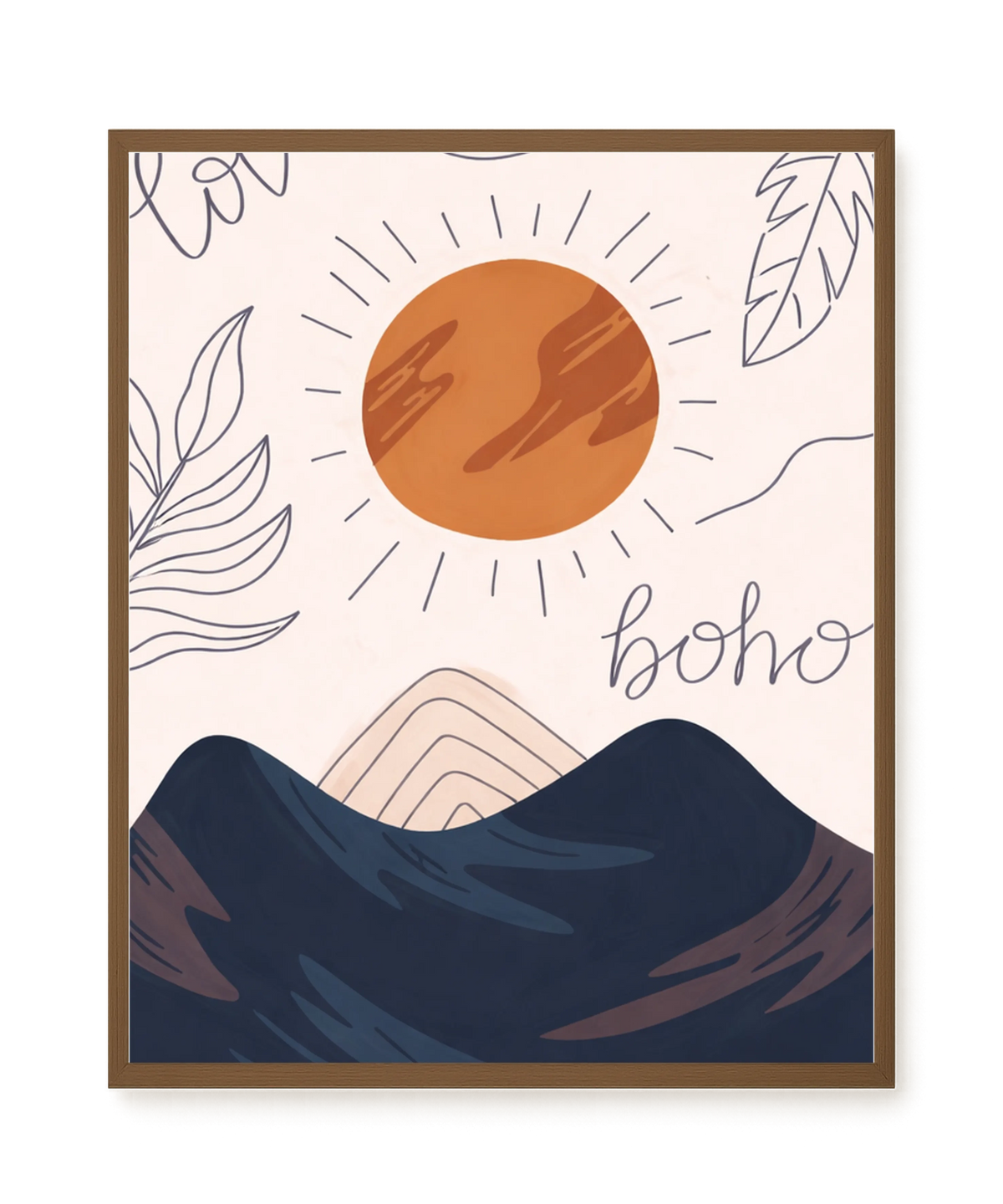 Minimal sun over mountains illustration Canvas Print