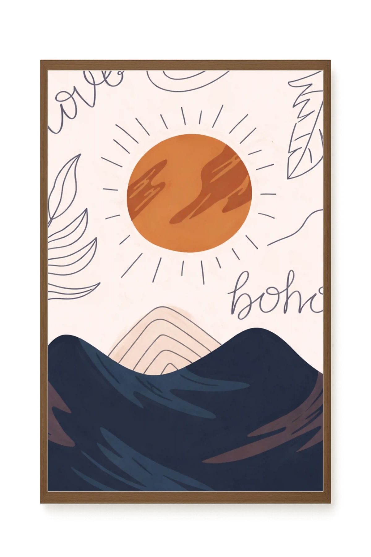 Minimal sun over mountains illustration Canvas Print