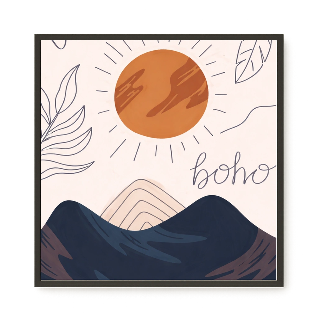 Minimal sun over mountains illustration Canvas Print