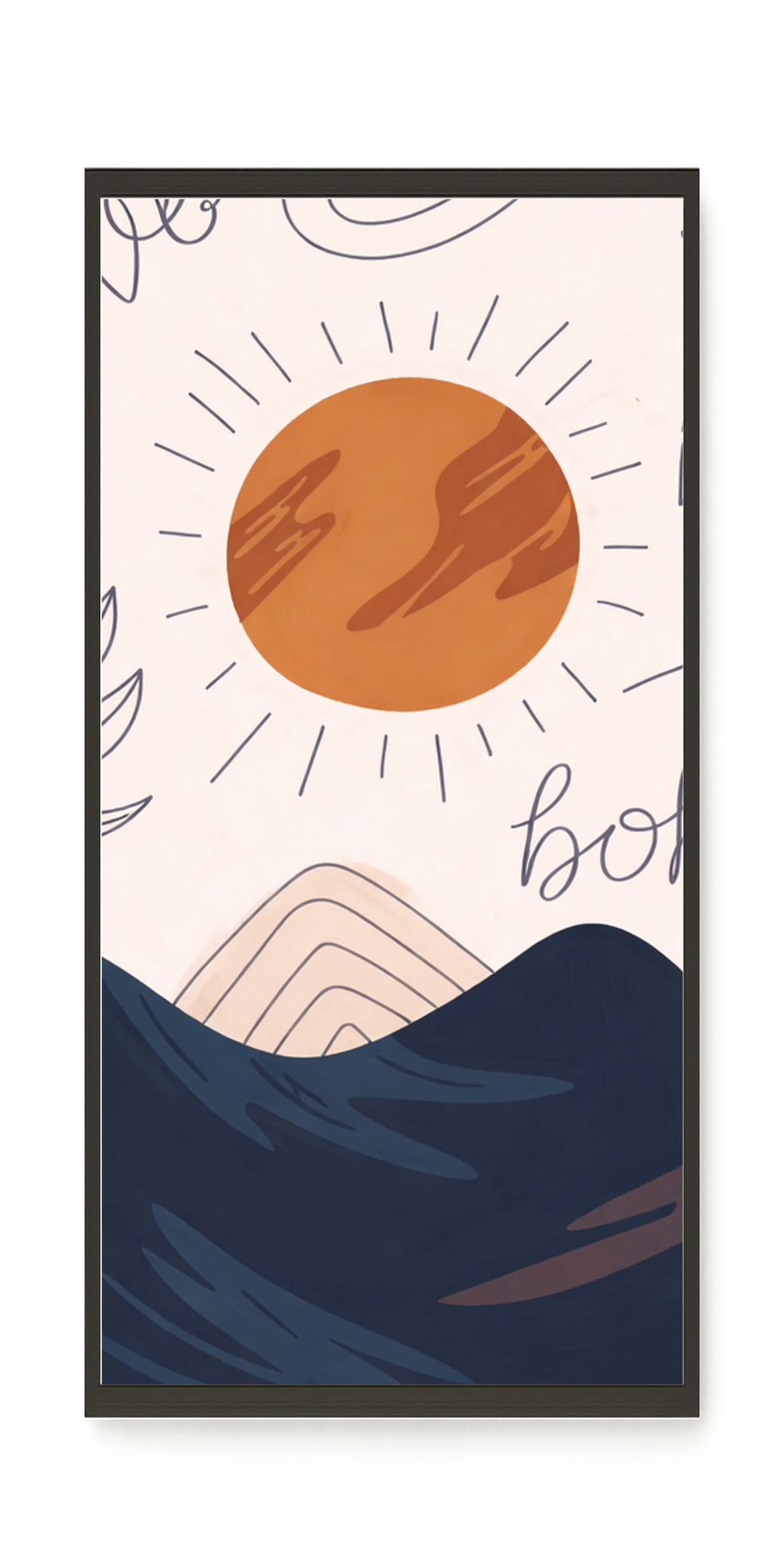 Minimal sun over mountains illustration Canvas Print