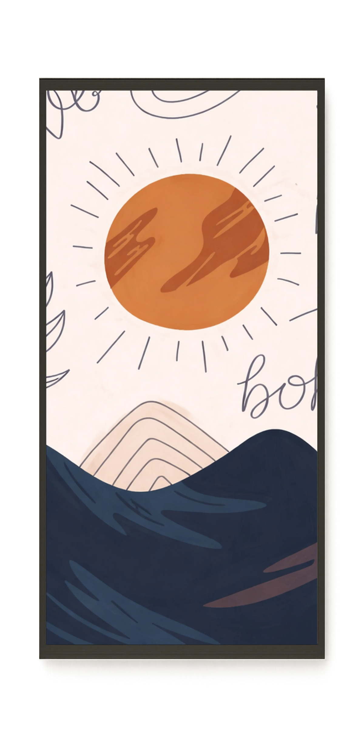 Minimal sun over mountains illustration Canvas Print