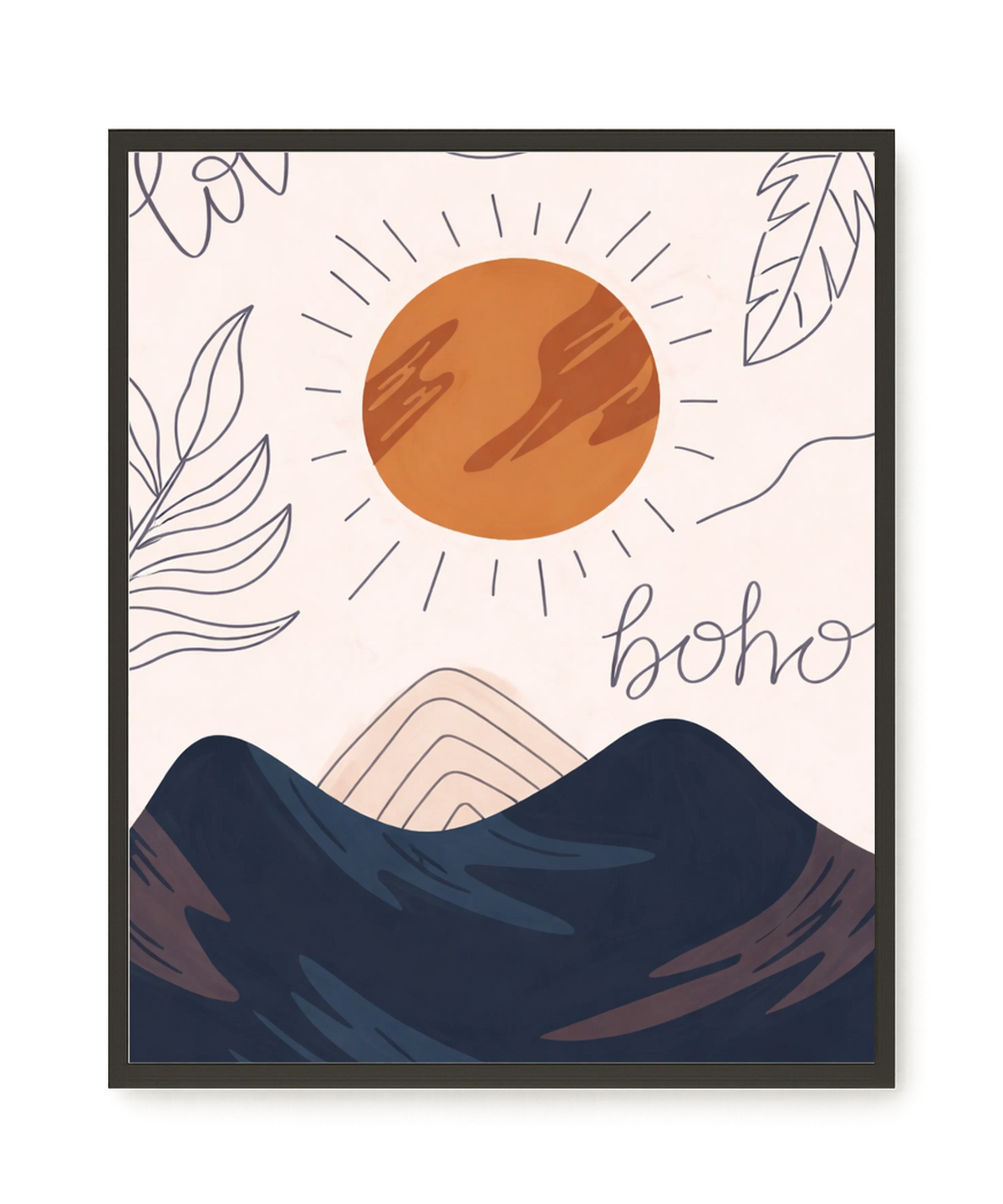 Minimal sun over mountains illustration Canvas Print