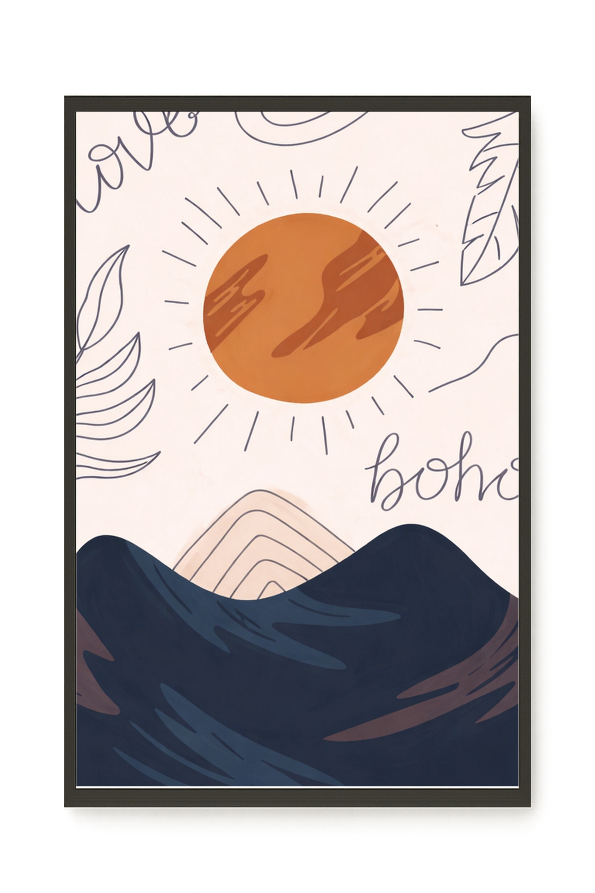 Minimal sun over mountains illustration Canvas Print