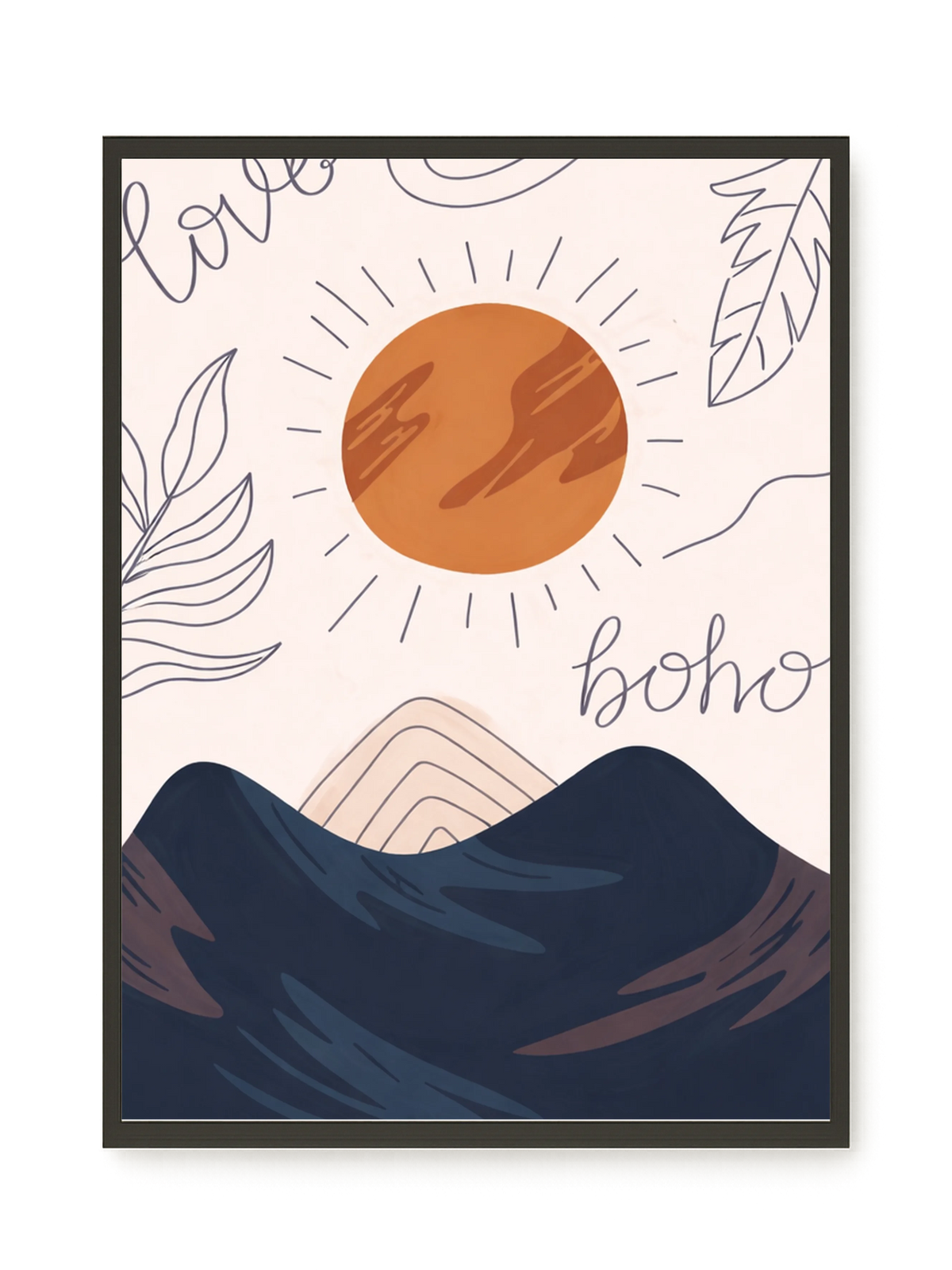 Minimal sun over mountains illustration Canvas Print