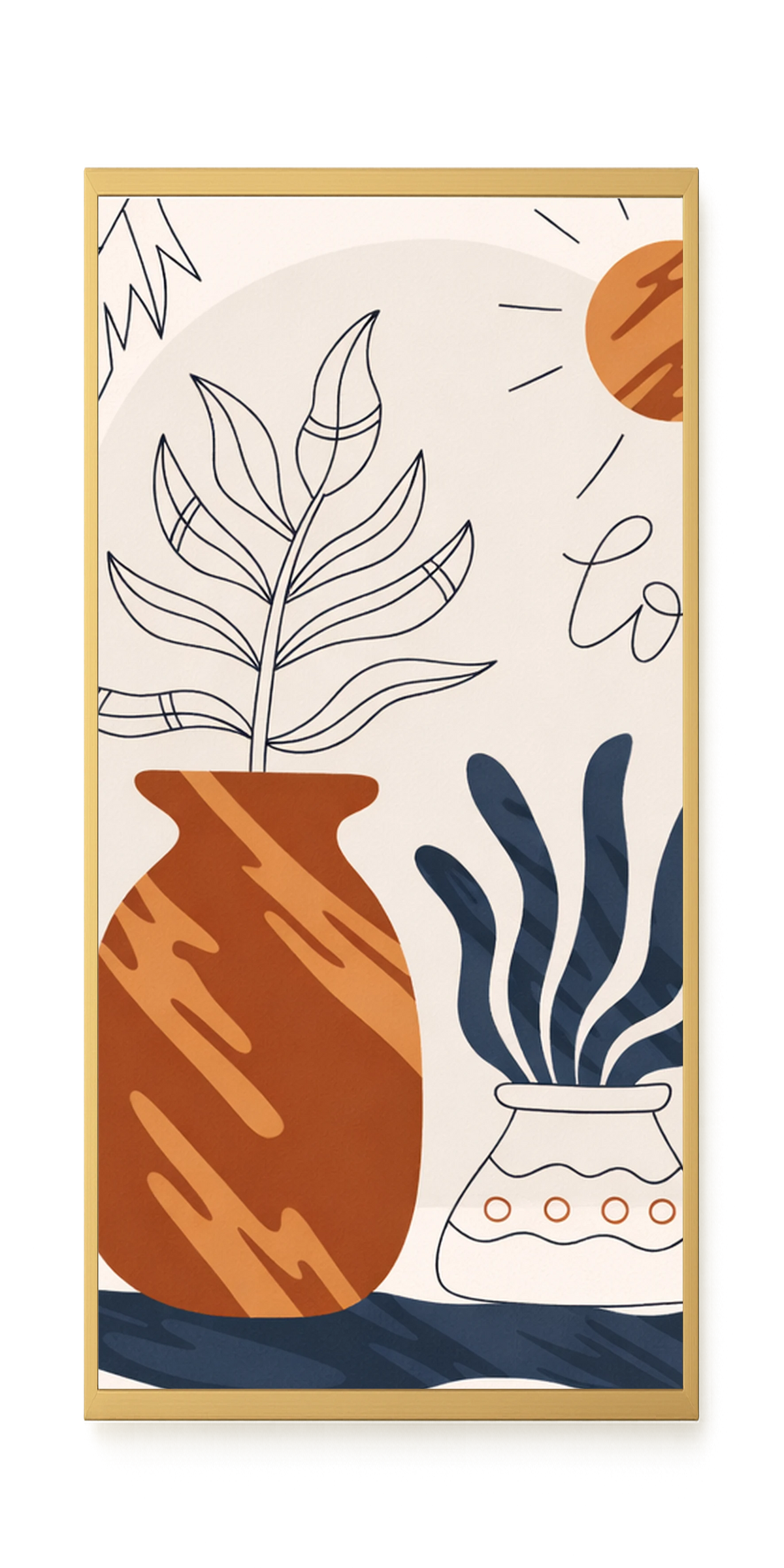 Minimal artistic plant vase illustration Canvas Print
