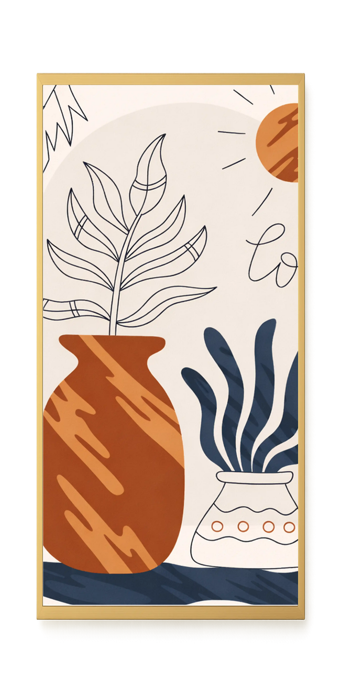 Minimal artistic plant vase illustration Canvas Print