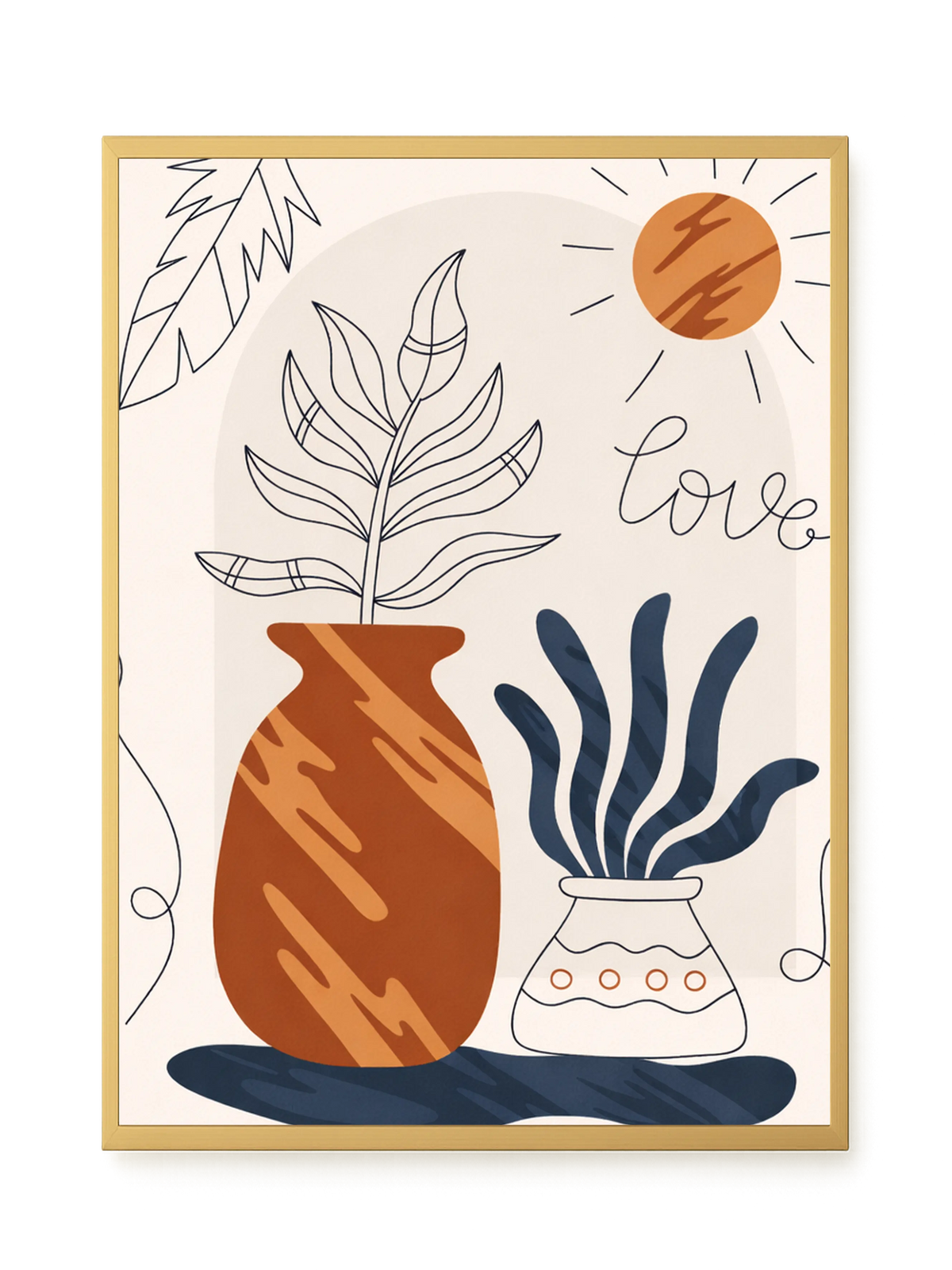Minimal artistic plant vase illustration Canvas Print