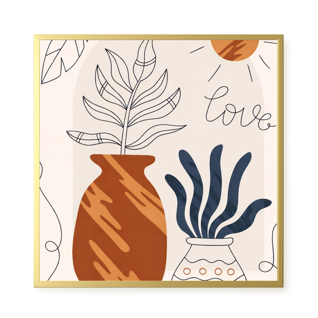 Minimal artistic plant vase illustration Canvas Print