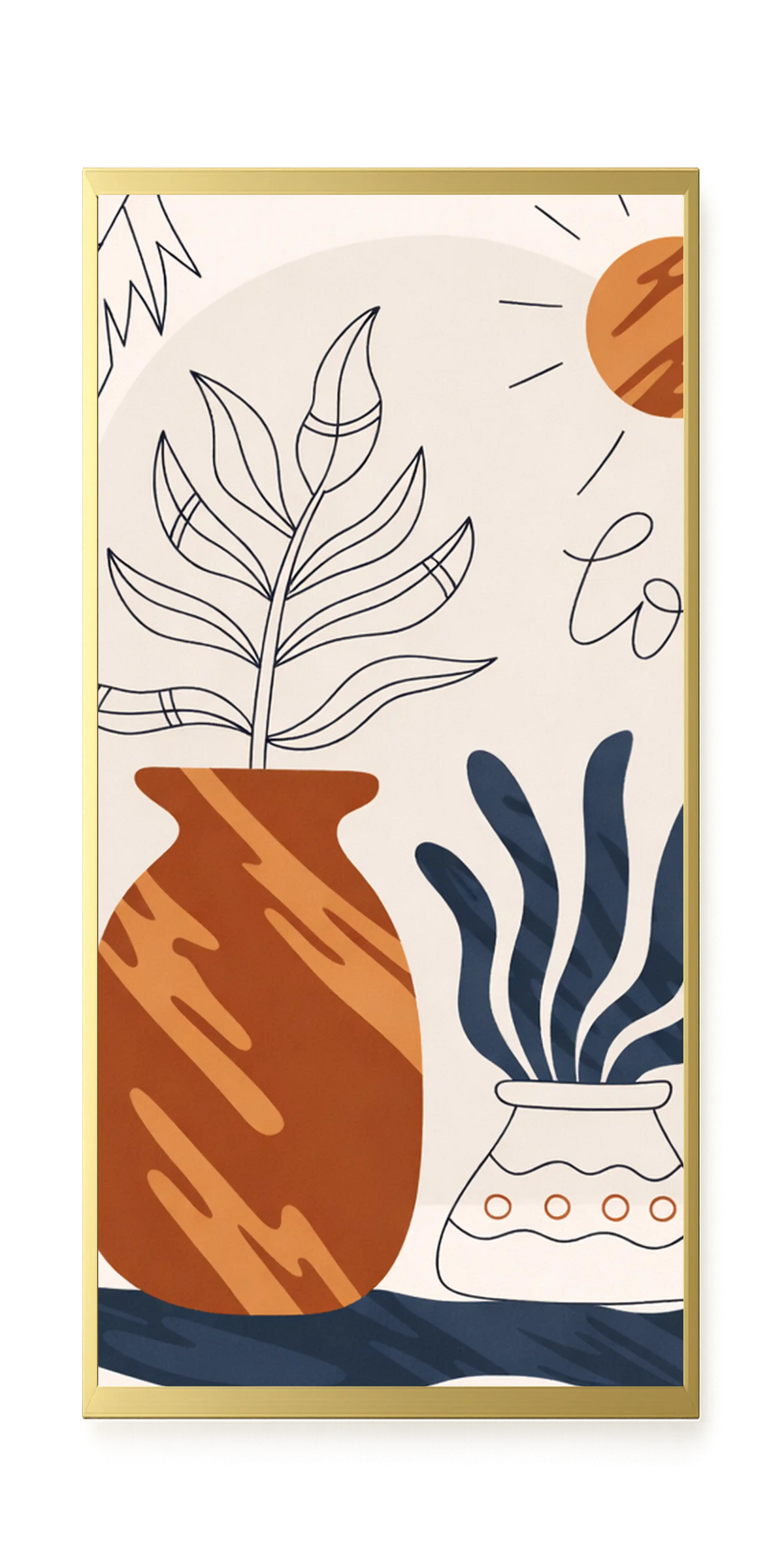 Minimal artistic plant vase illustration Canvas Print