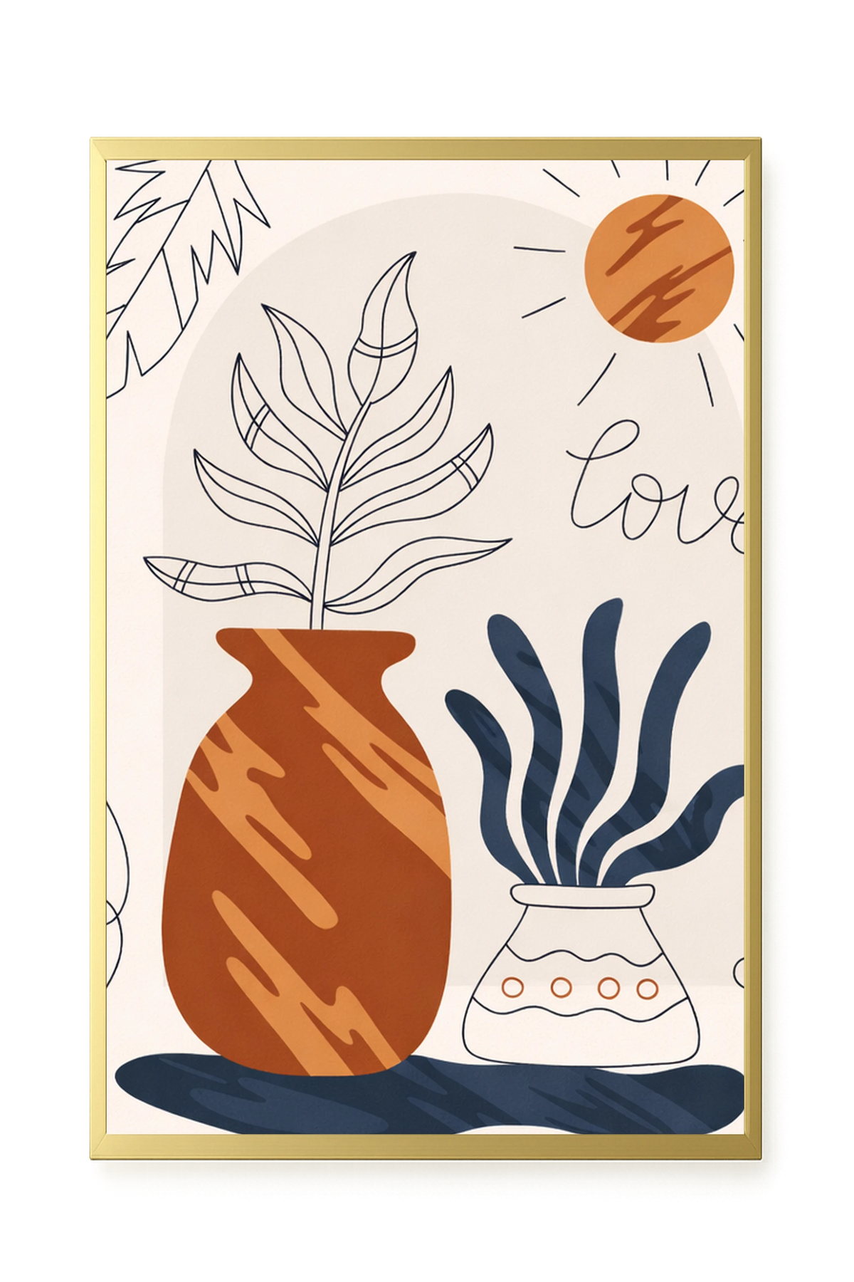 Minimal artistic plant vase illustration Canvas Print