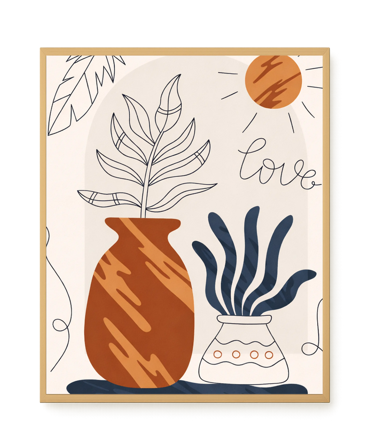 Minimal artistic plant vase illustration Canvas Print