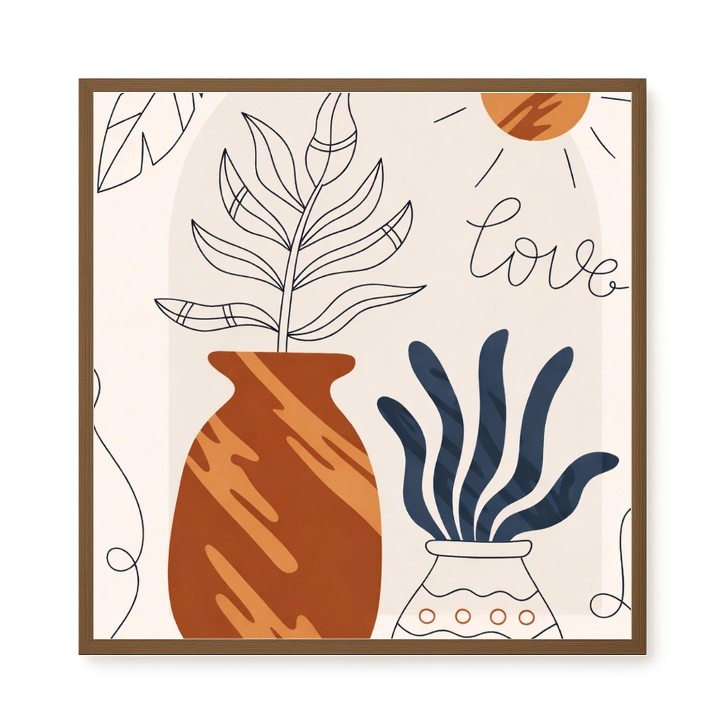 Minimal artistic plant vase illustration Canvas Print