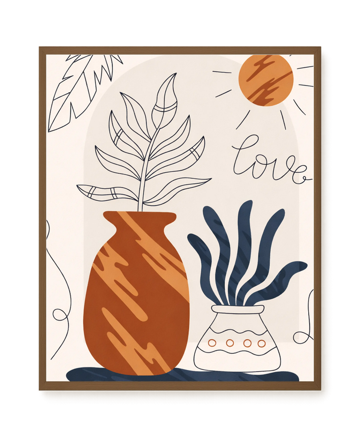 Minimal artistic plant vase illustration Canvas Print
