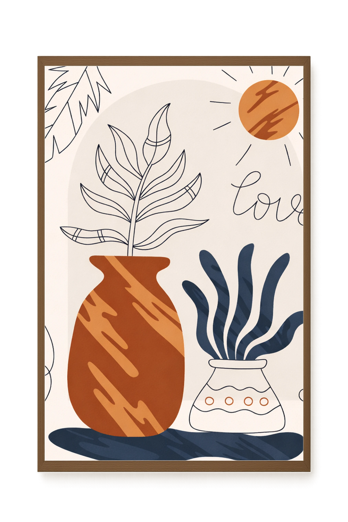 Minimal artistic plant vase illustration Canvas Print