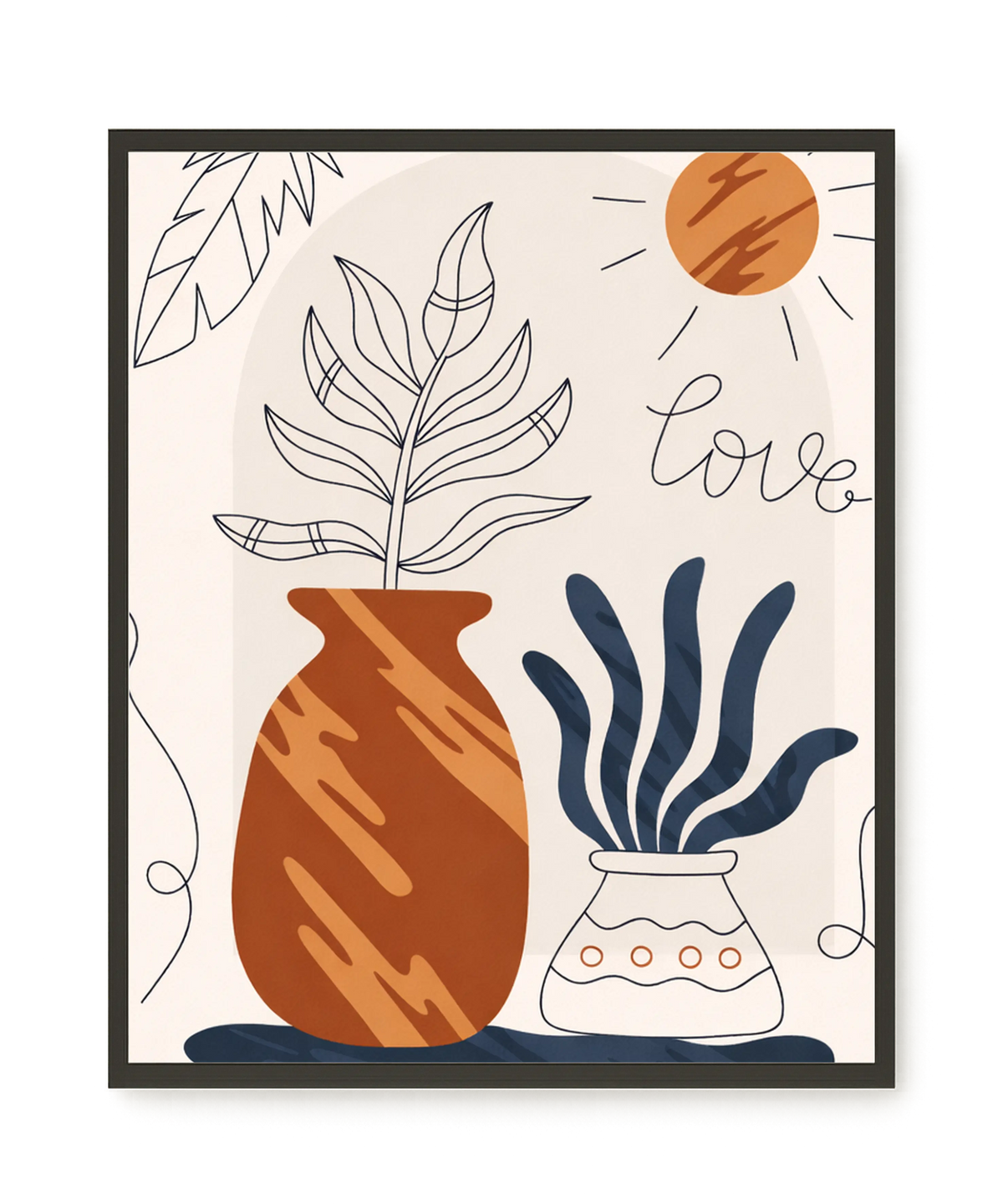 Minimal artistic plant vase illustration Canvas Print