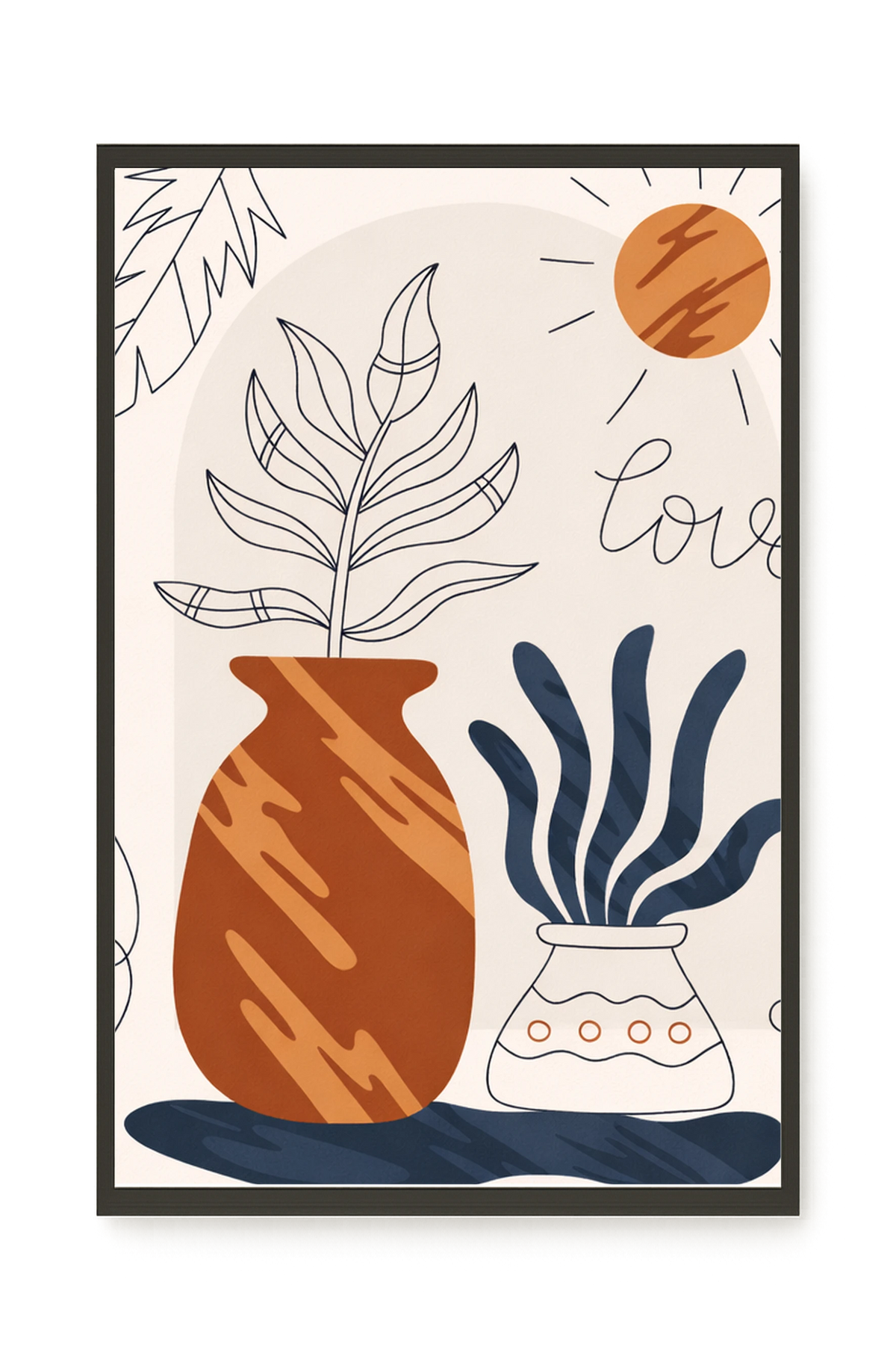 Minimal artistic plant vase illustration Canvas Print