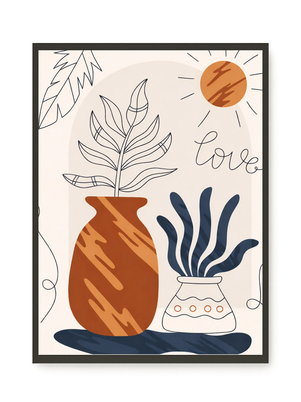 Minimal artistic plant vase illustration Canvas Print