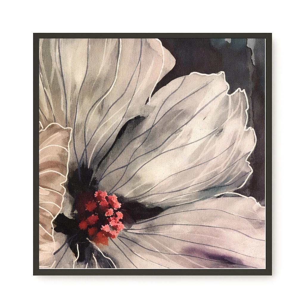 Realistic flower with detailed dark tones Canvas Wall Art