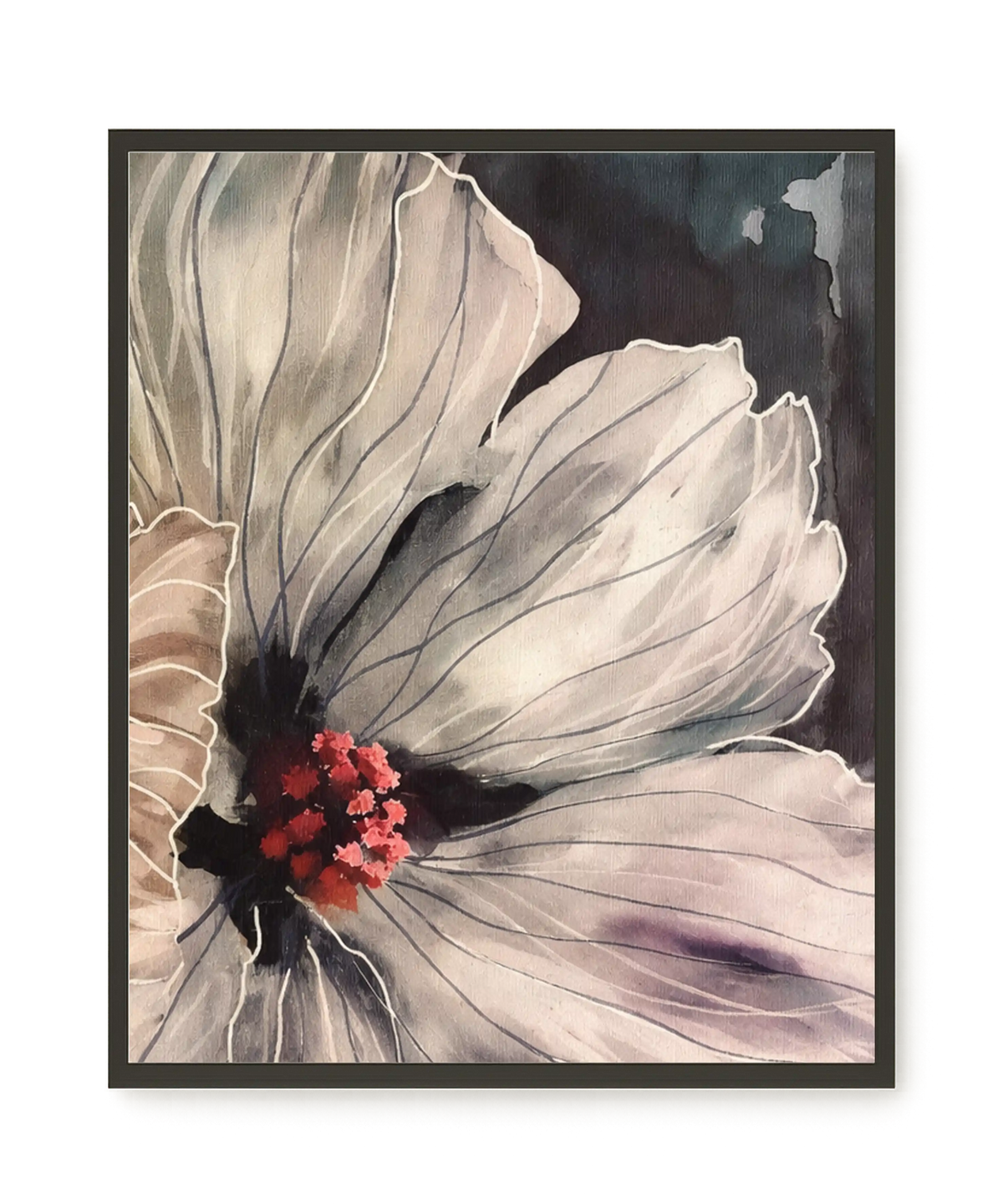 Realistic flower with detailed dark tones Canvas Wall Art