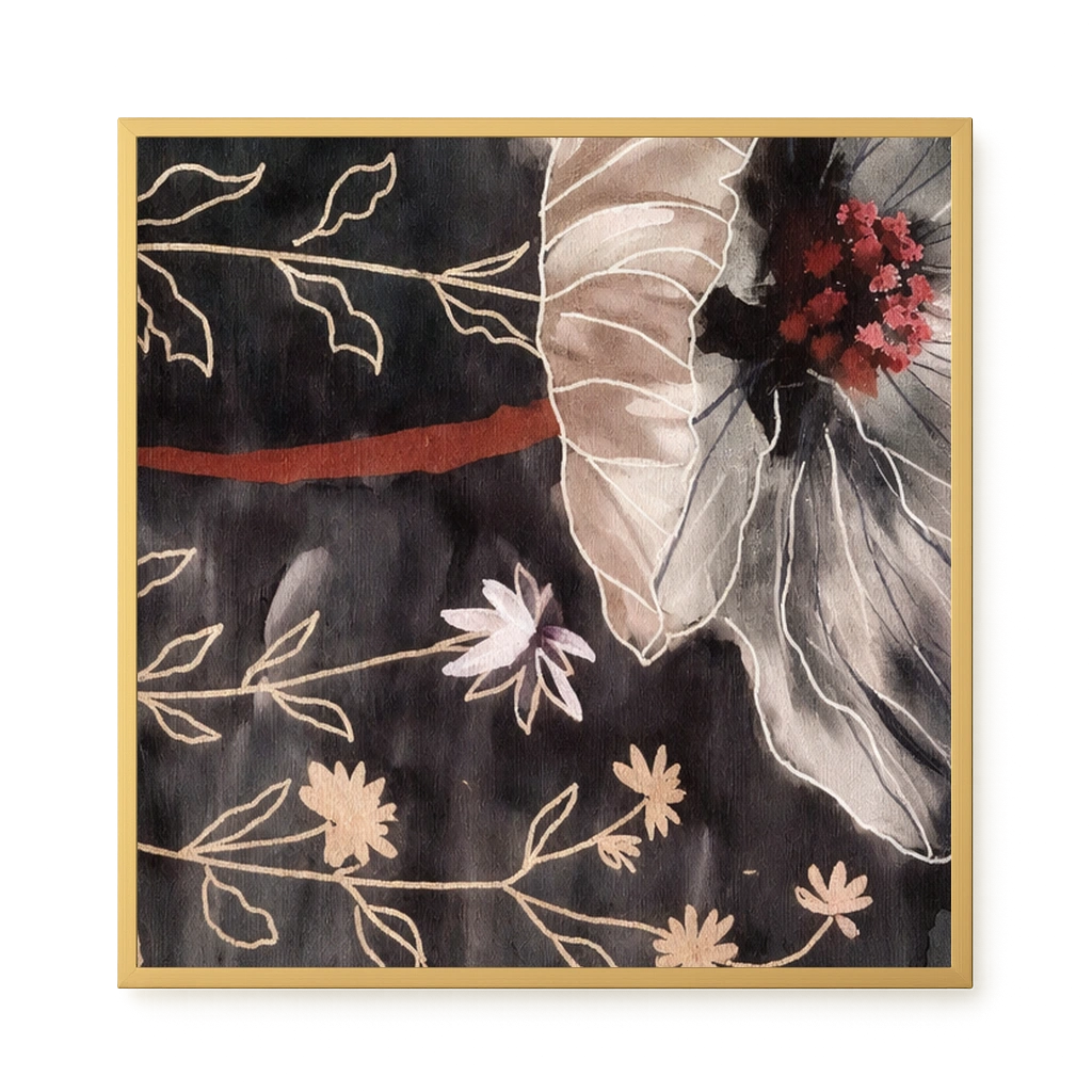 Dark botanical art with floral elements Canvas Print
