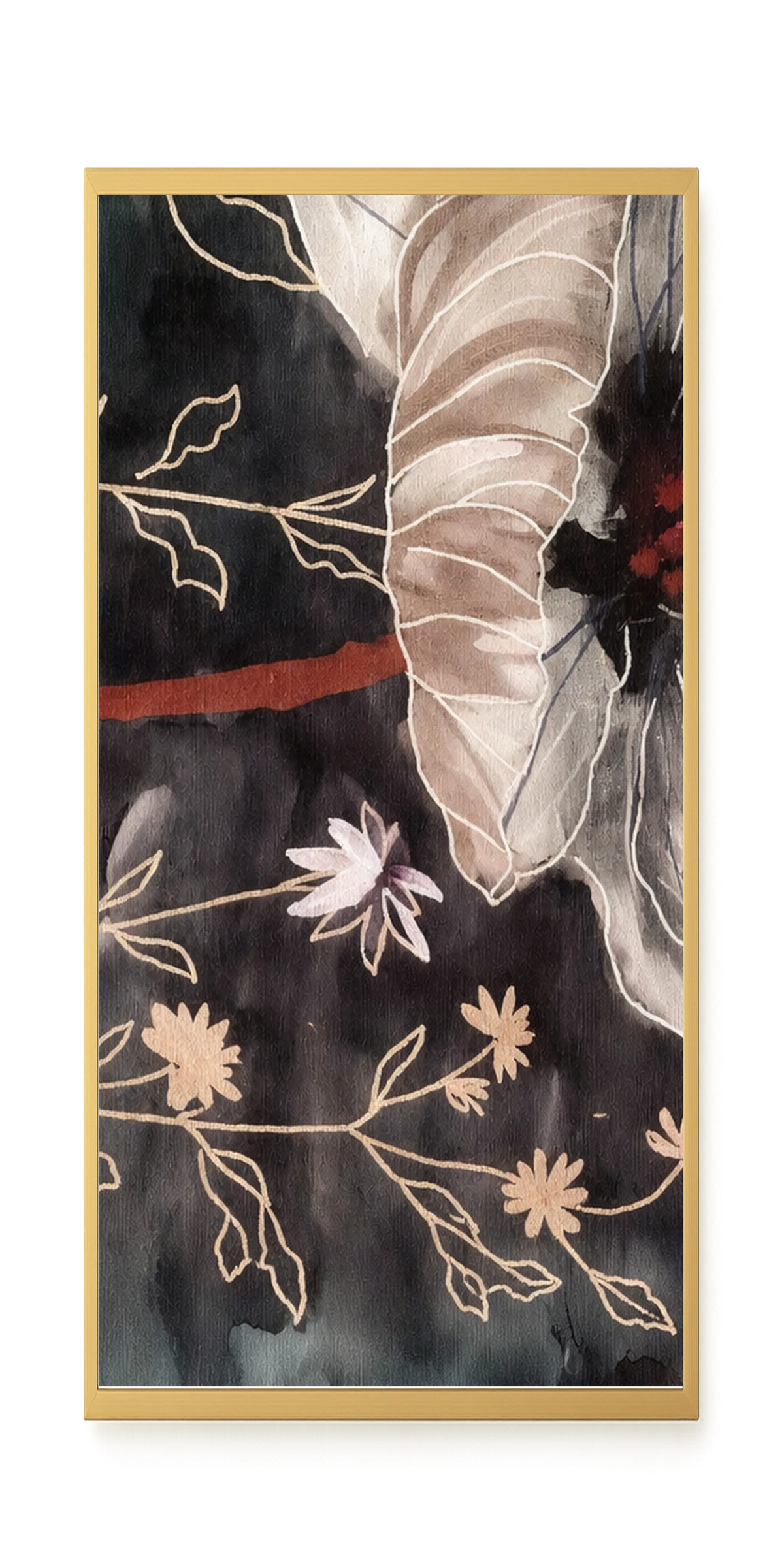 Dark botanical art with floral elements Canvas Print