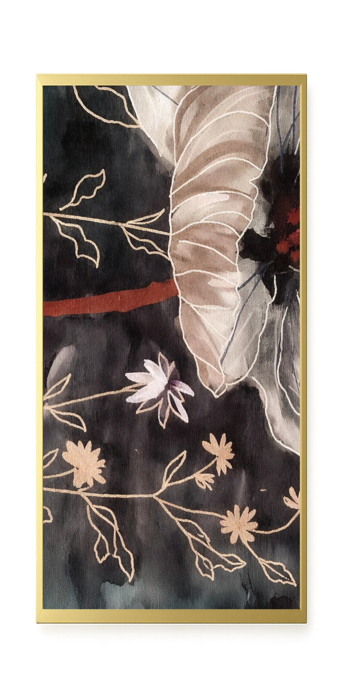 Dark botanical art with floral elements Canvas Print