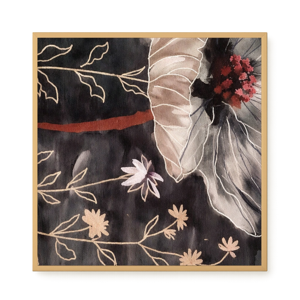 Dark botanical art with floral elements Canvas Print