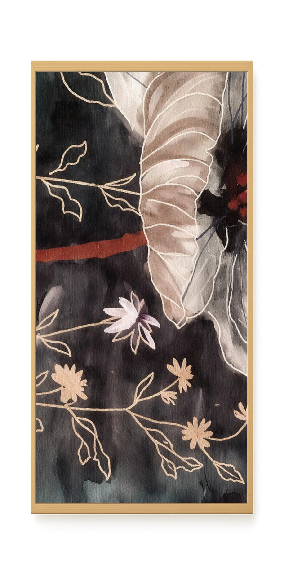 Dark botanical art with floral elements Canvas Print