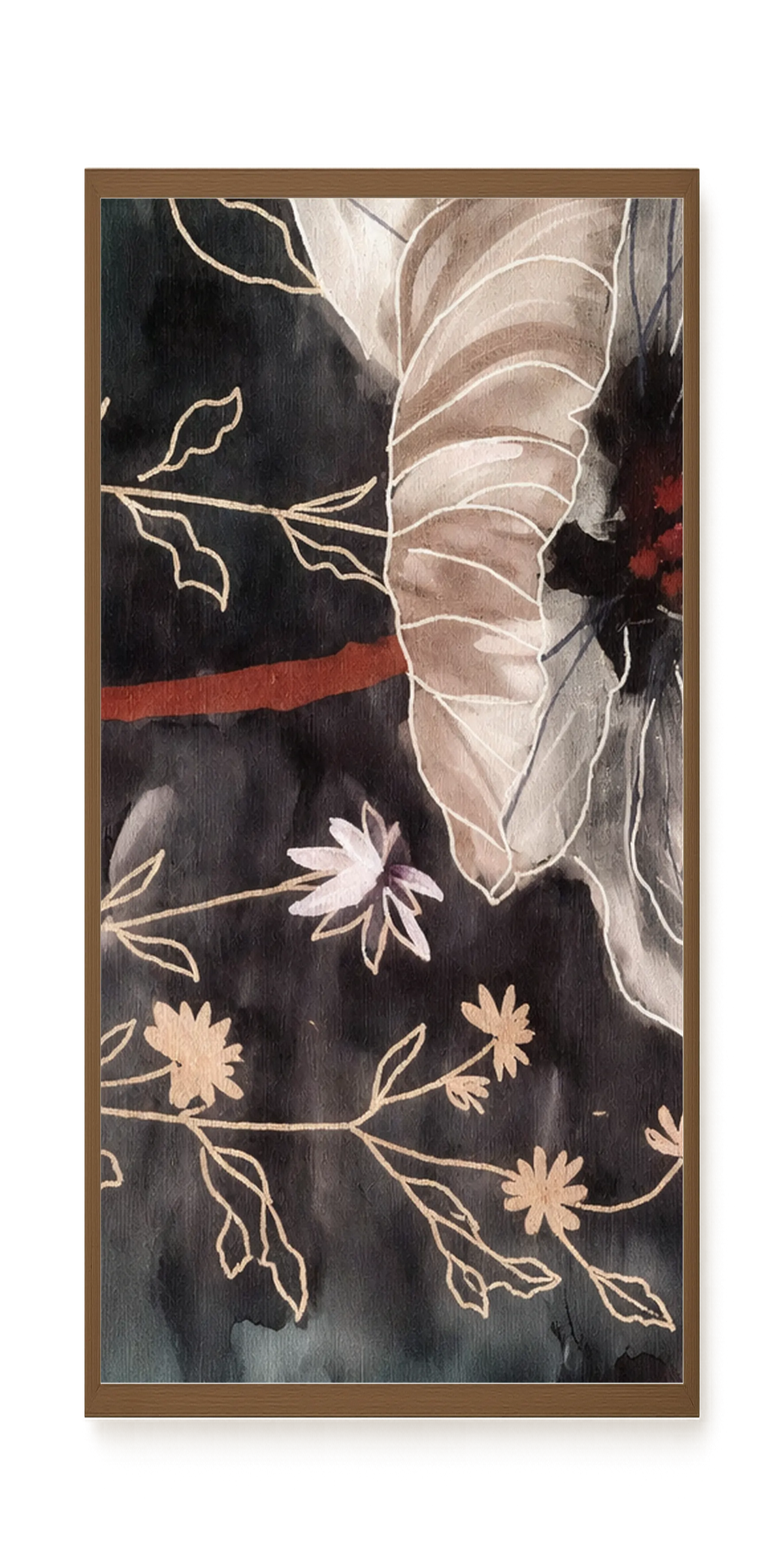Dark botanical art with floral elements Canvas Print