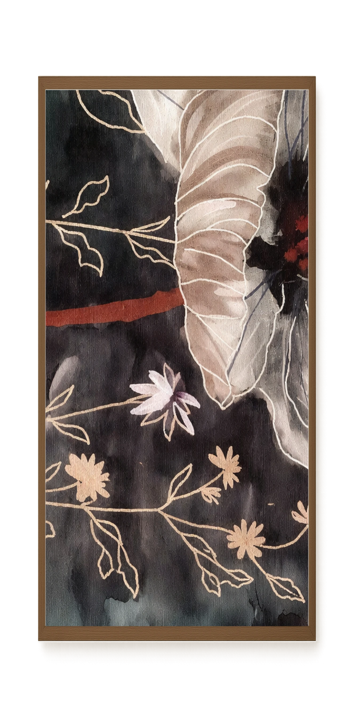 Dark botanical art with floral elements Canvas Print