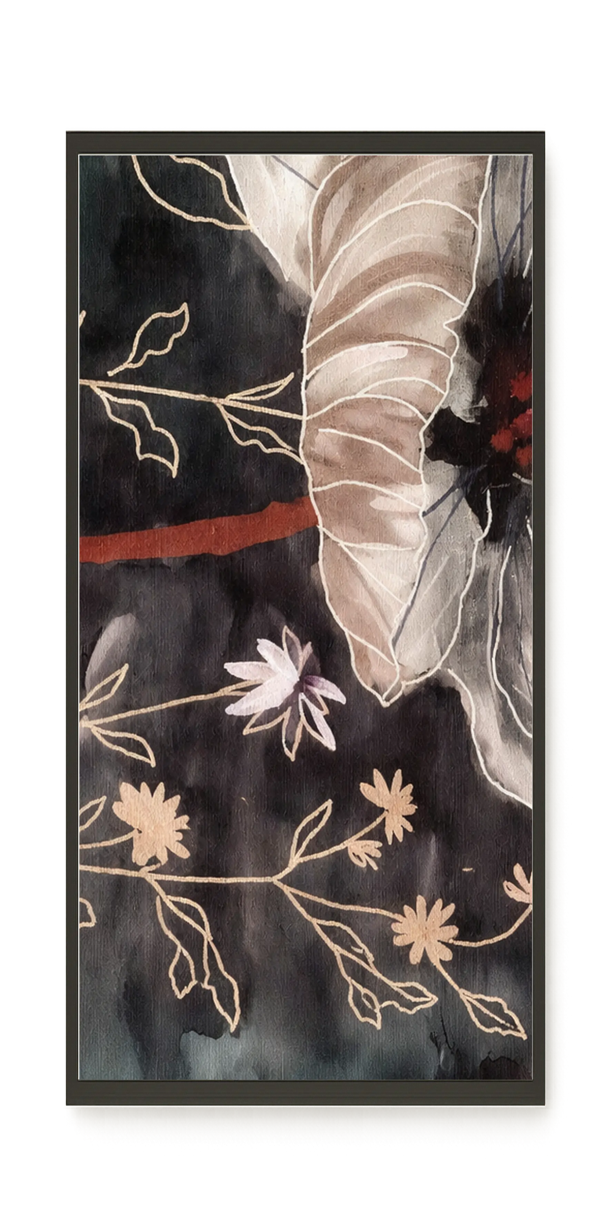 Dark botanical art with floral elements Canvas Print