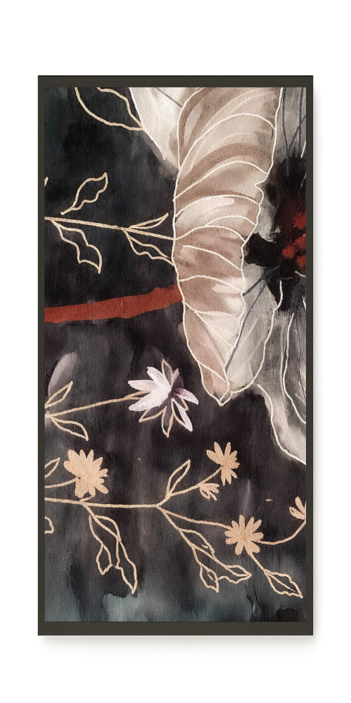 Dark botanical art with floral elements Canvas Print