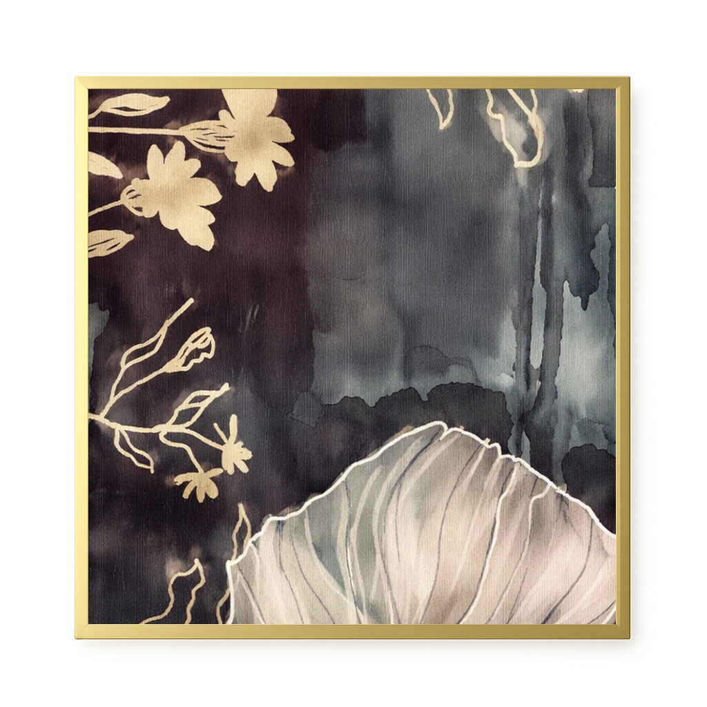 Dark floral composition with fine details Canvas Wall Art