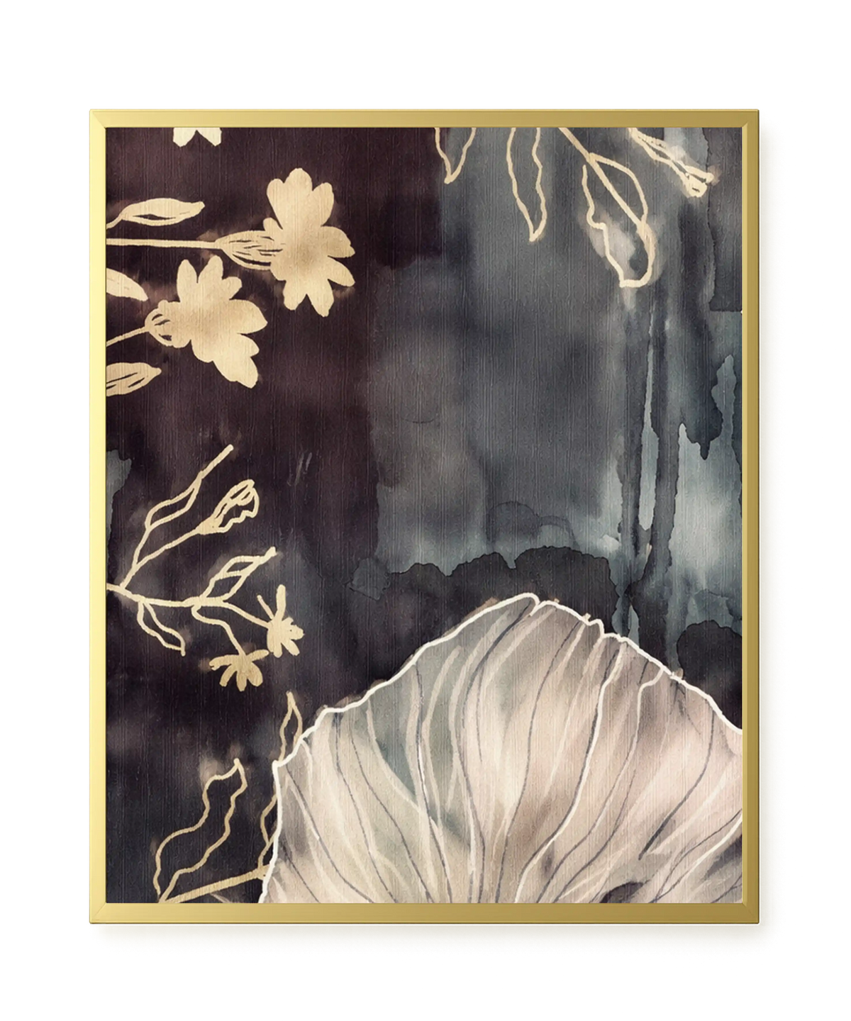 Dark floral composition with fine details Canvas Wall Art