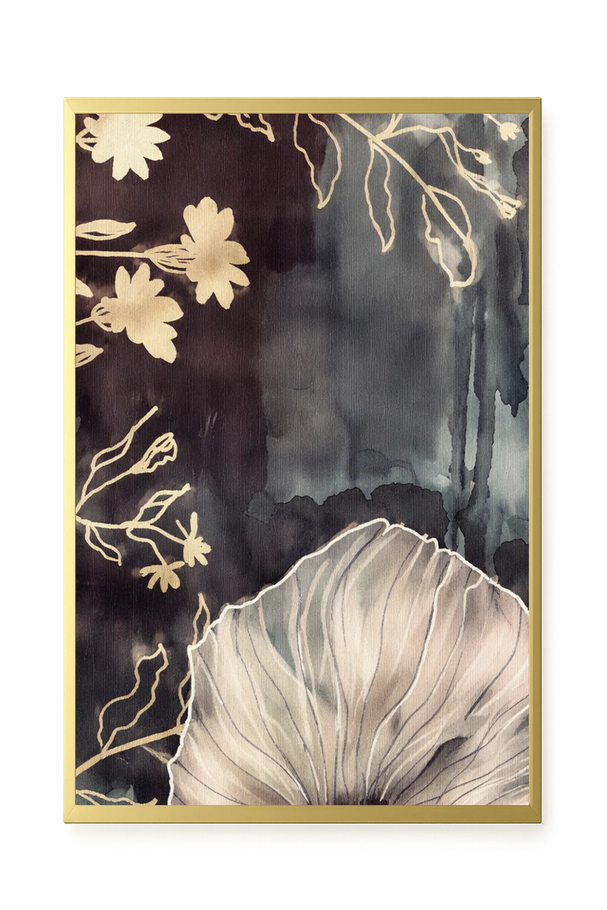 Dark floral composition with fine details Canvas Wall Art