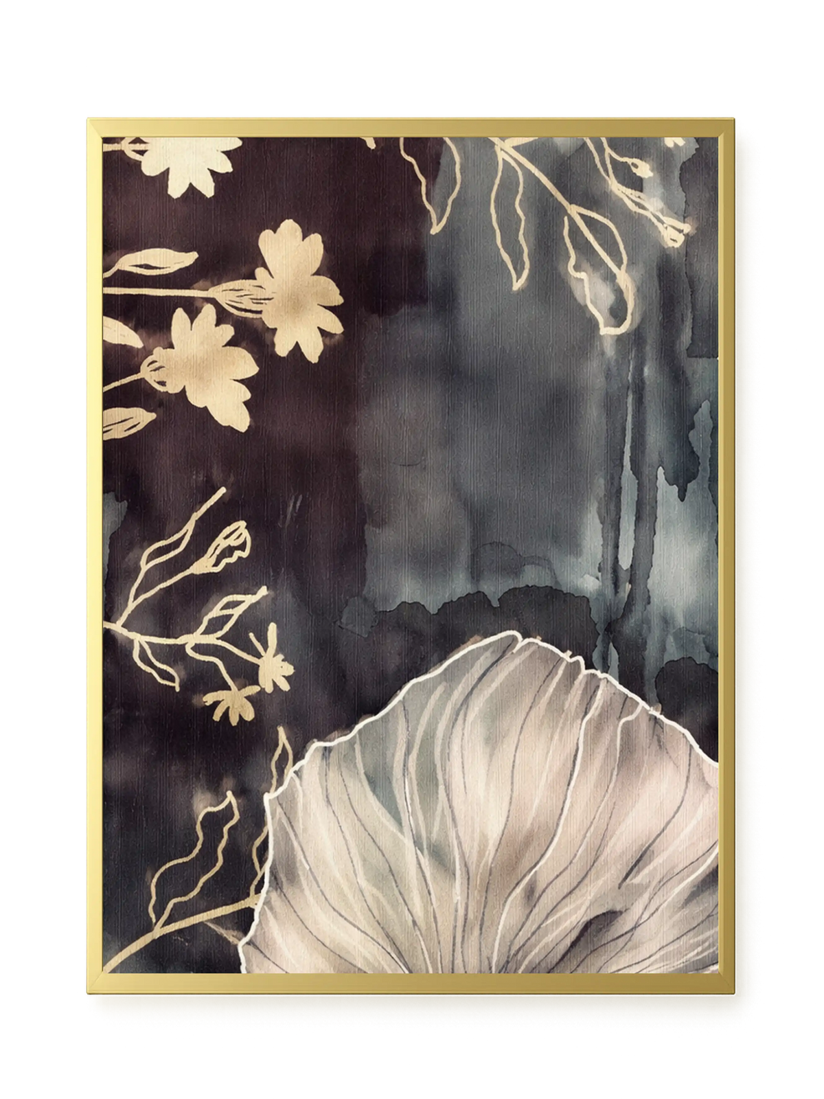 Dark floral composition with fine details Canvas Wall Art