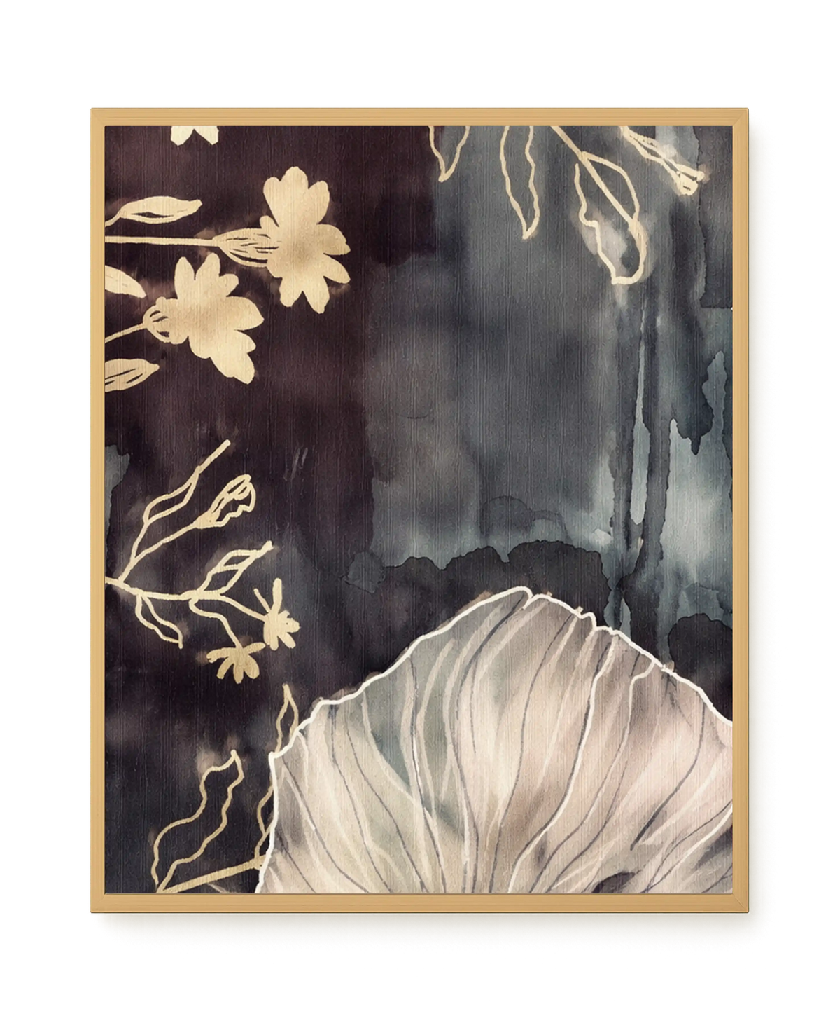 Dark floral composition with fine details Canvas Wall Art