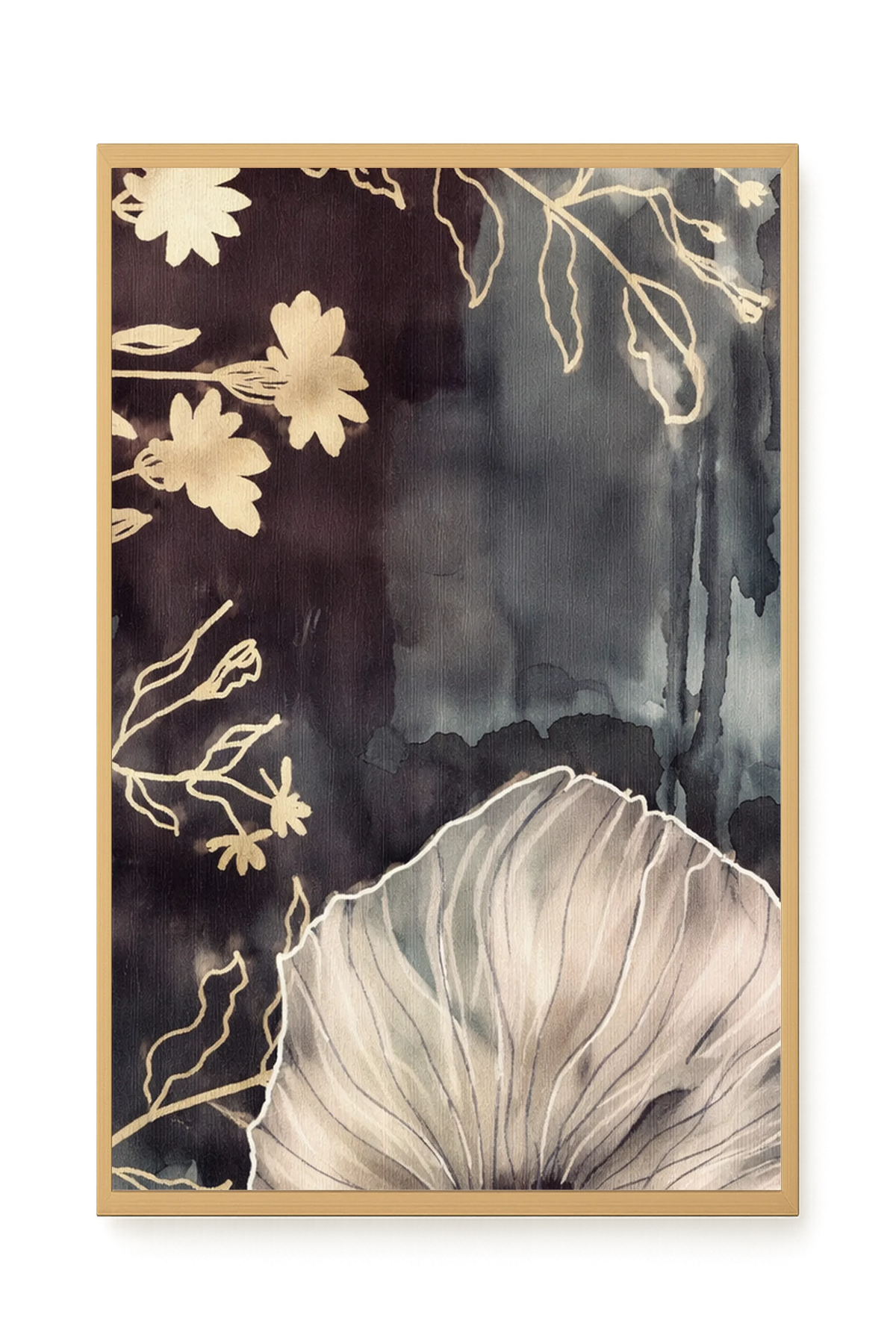 Dark floral composition with fine details Canvas Wall Art