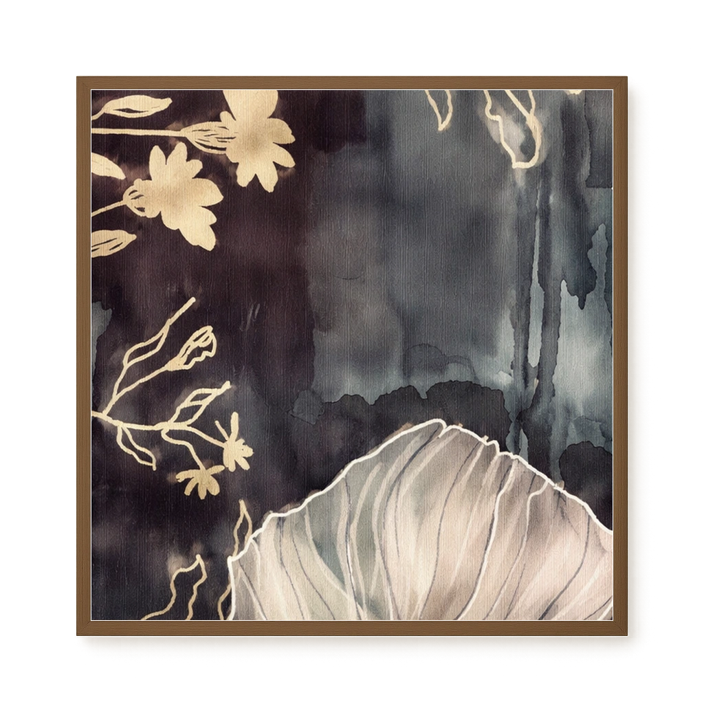 Dark floral composition with fine details Canvas Wall Art