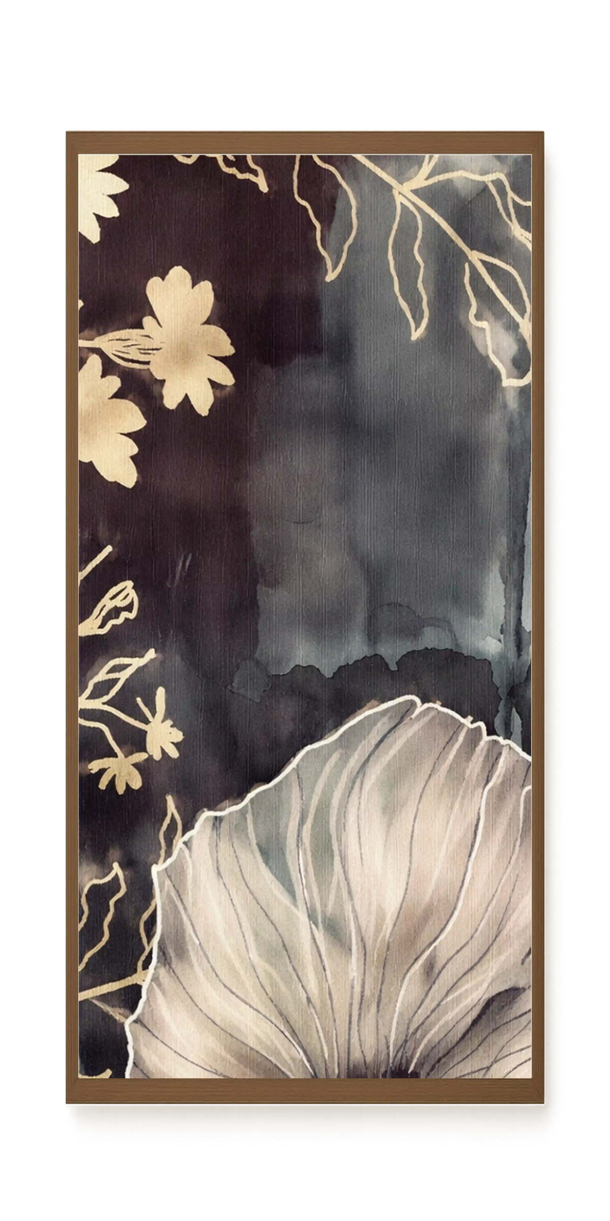 Dark floral composition with fine details Canvas Wall Art