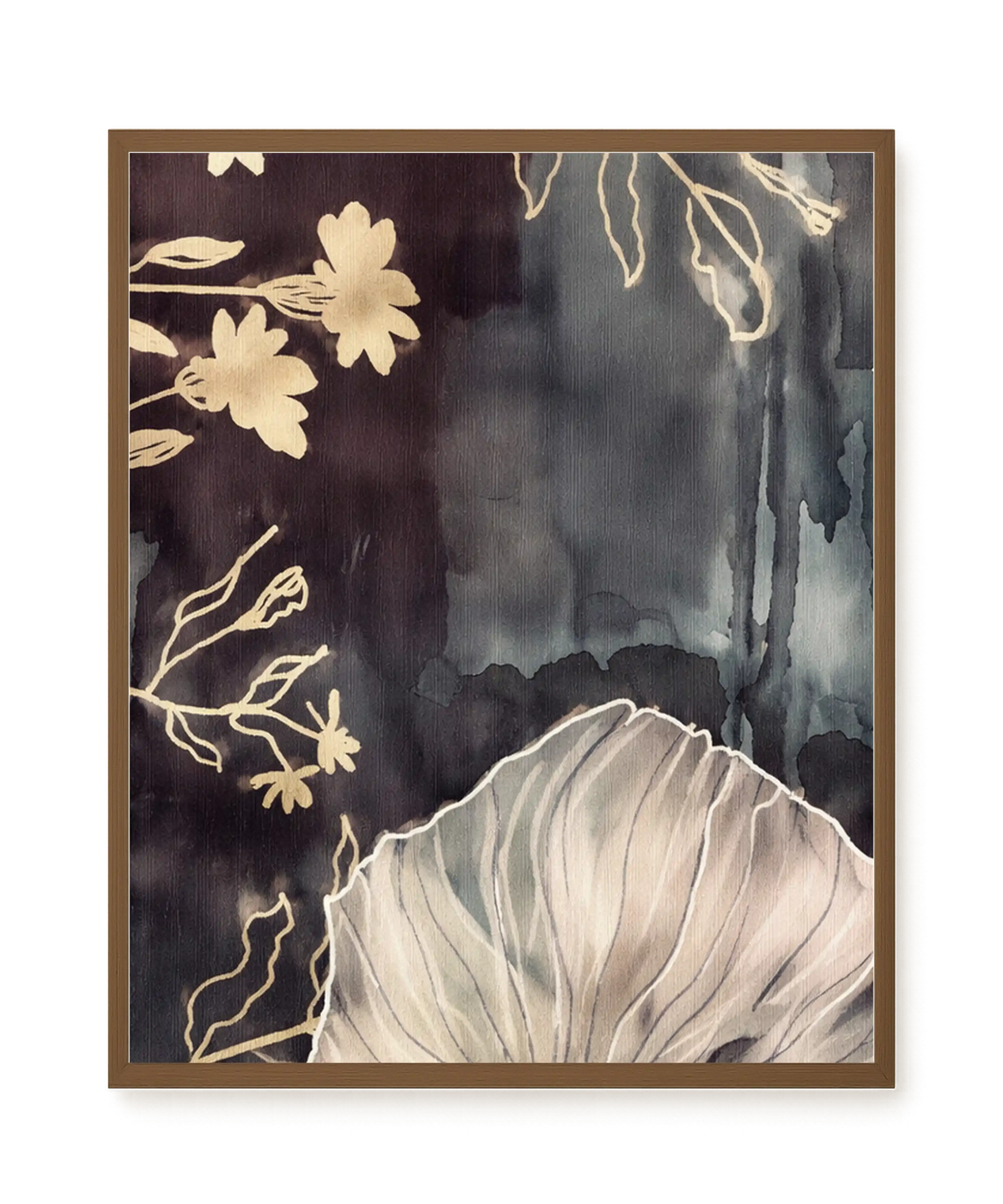 Dark floral composition with fine details Canvas Wall Art