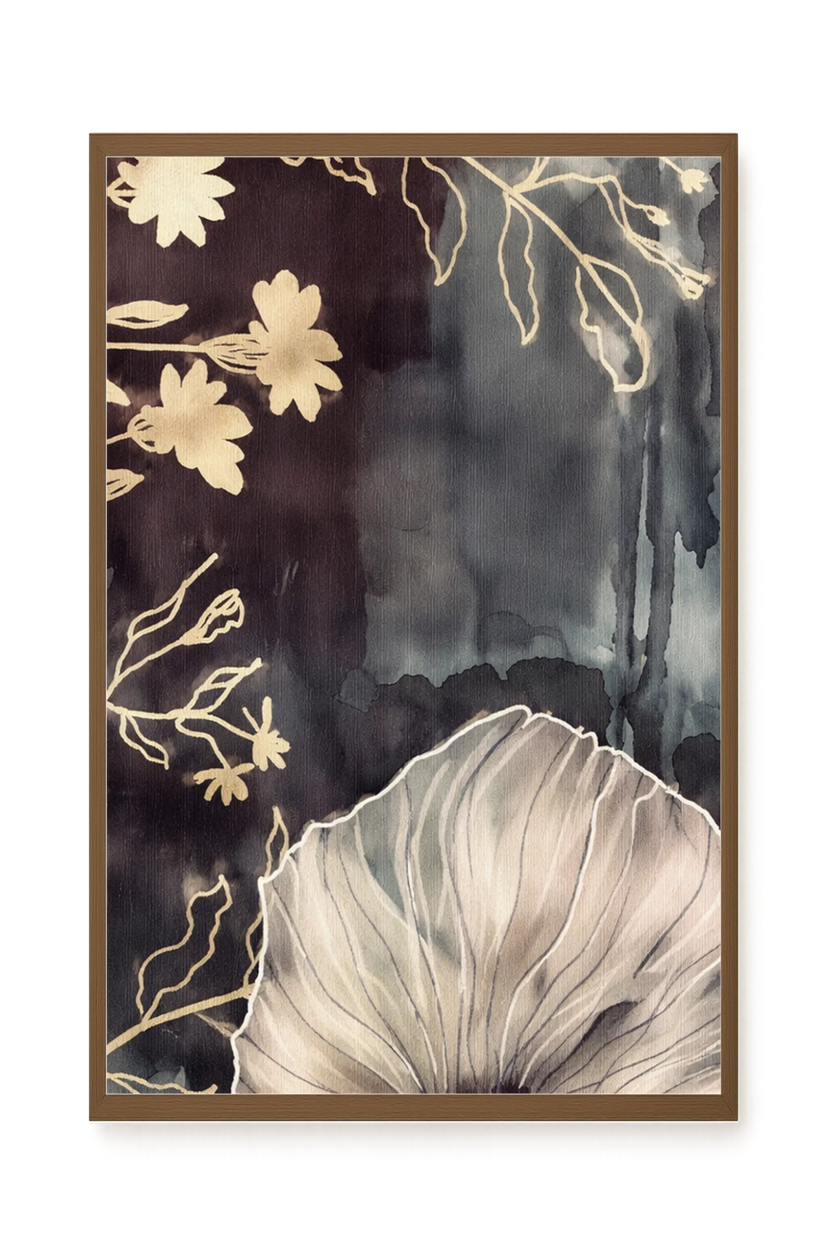 Dark floral composition with fine details Canvas Wall Art