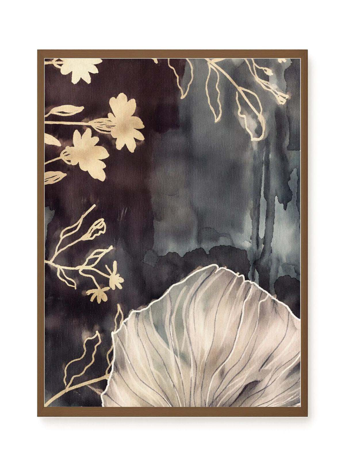 Dark floral composition with fine details Canvas Wall Art