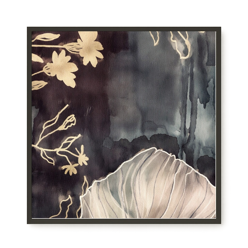 Dark floral composition with fine details Canvas Wall Art