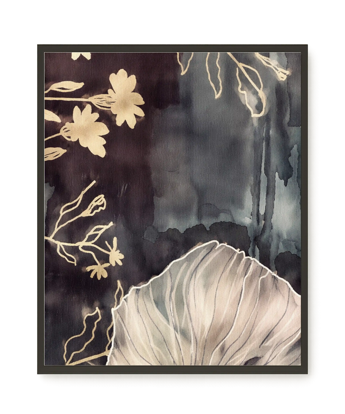Dark floral composition with fine details Canvas Wall Art