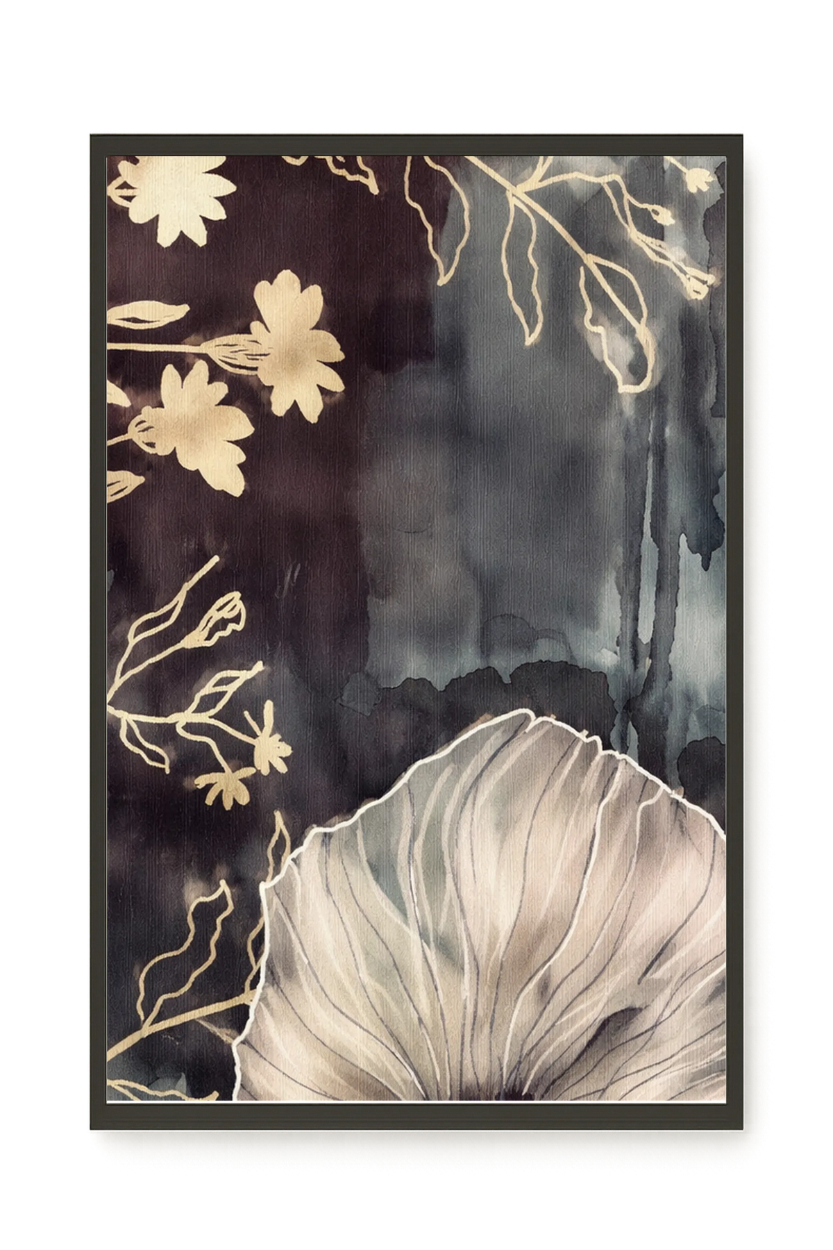 Dark floral composition with fine details Canvas Wall Art
